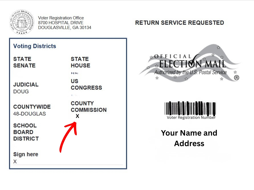 Picture of a voter registration card printed from the My Voter Page
